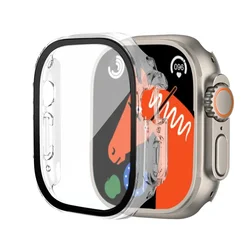 Premium Screen Protector with PC Bumper for Apple Watch Ultra - Tempered Glass Case Accessory (Transparent 03)