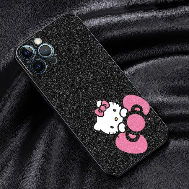 thumbnail image 1 of Phone Case For iPhone 14 Plus 13 12 Mini 11 Pro Max XS XR X 8 7 Plus 14Pro Black Silicone Cover Fundas Cute Cool Hello Kitty Cat, 1 of 5
