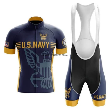 U.S.Navy Cycling Set Bib Shorts Bike Jersey Bicycle Shirt Short Sleeve Clothes Cycle Downhill MTB Mountain Suit