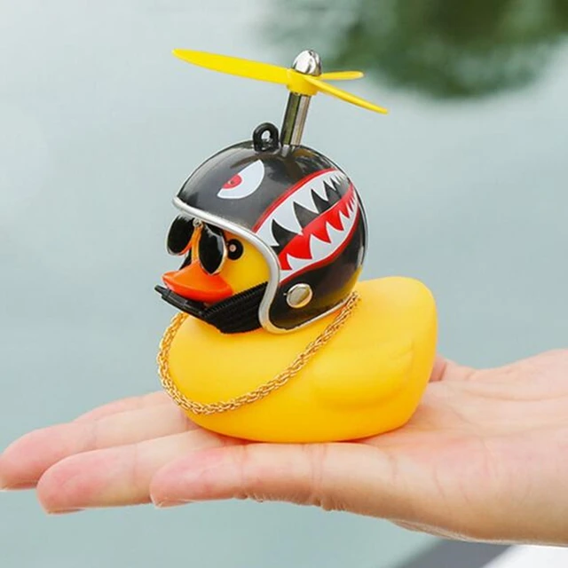 Cute Rubber Duck Toys Kids Toys Helmet Yellow Duck with Glue Propeller Baby Shark Toy Bath Toys Car Ornaments Room Decoration B