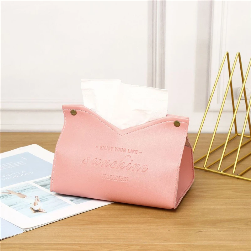 PU Leather Tissue Box Holder Car Tissue Container Box Toilet Paper Box Desktop Napkin Holder Bedroom Paper Tissue Dispenser 3