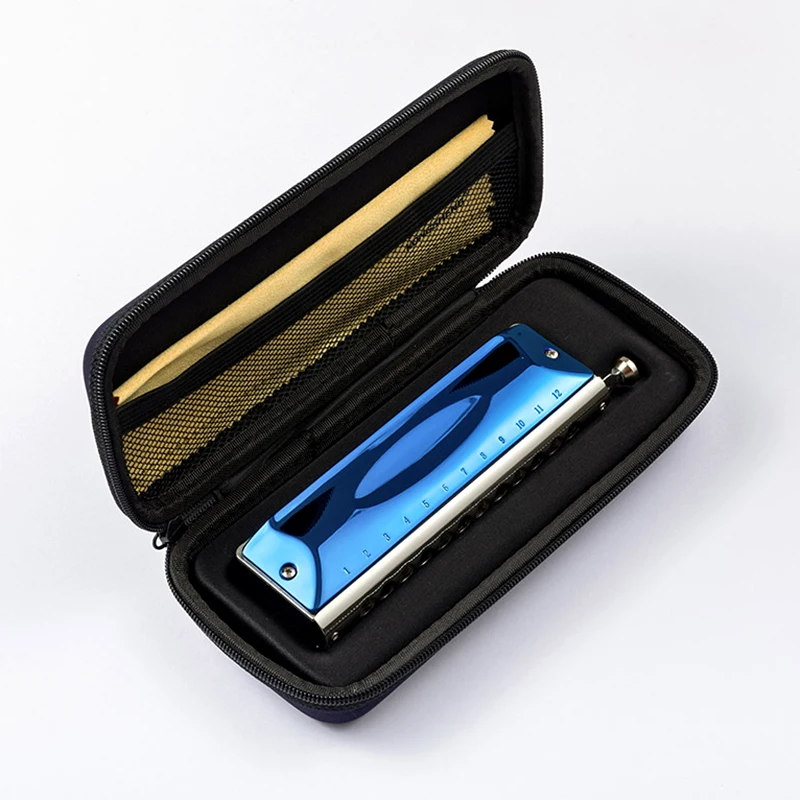 Kongsheng 12 Holes Chromatic Harmonica Blue C Key Professional Mouth Harmonica Professional Musical Instrument Mouth Harp Gifts