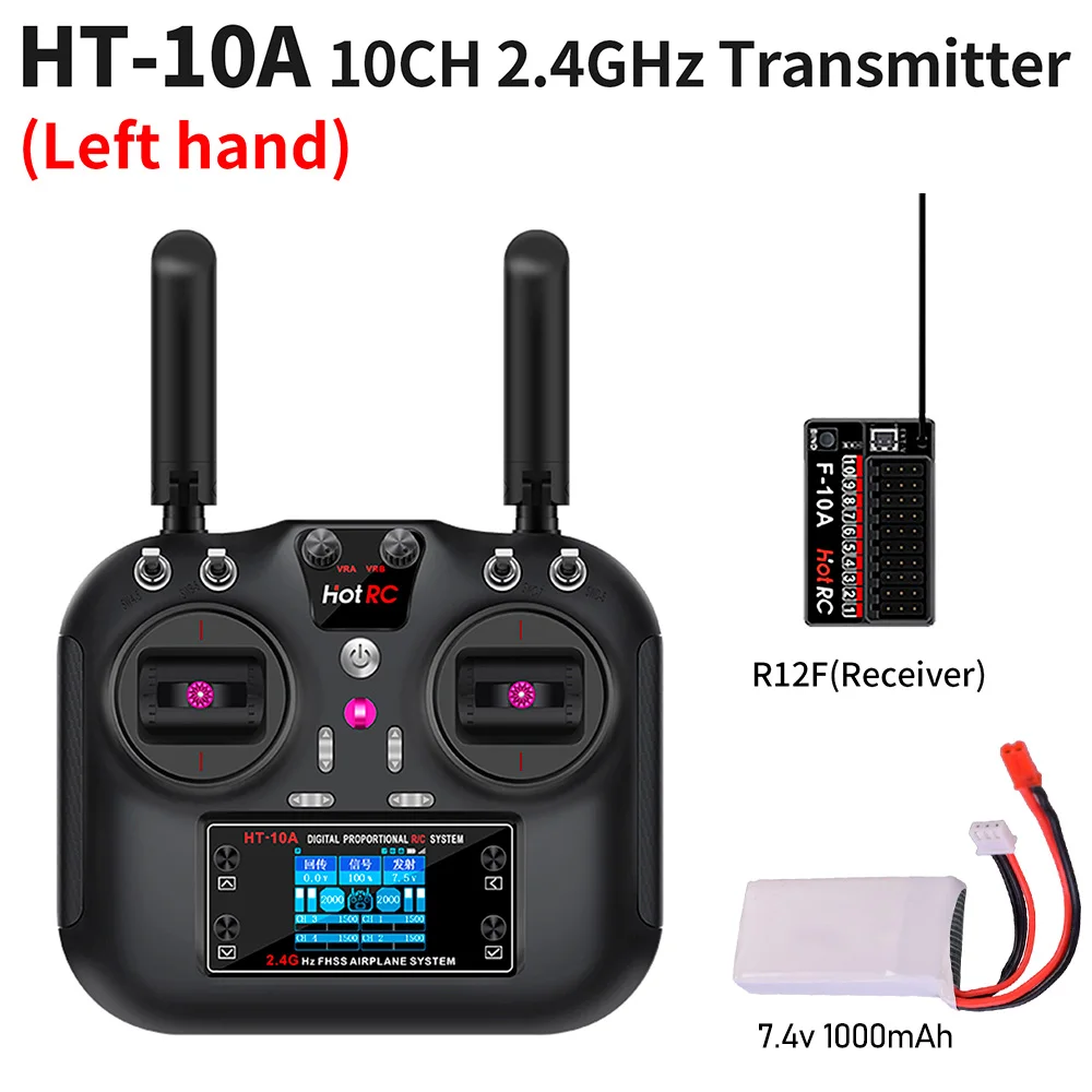 Drone avec télécommande F-10A, M1/M2 1000mAh, double circuit, main gauche/droite