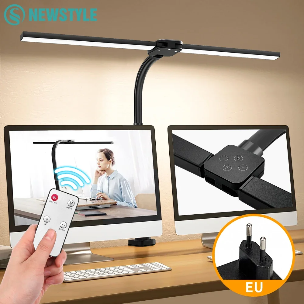Desk Lamp 280LED 24W Double-Head Desktop Clip Lamp Ultra Bright Remote Control 2700-6500K Eye-Caring Reading for Home Office PC