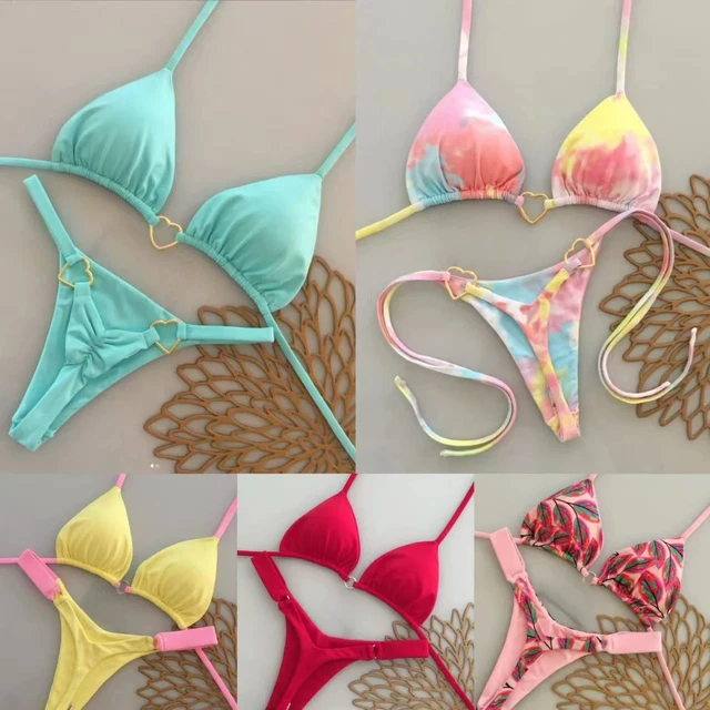 Bikini multicolor sexy para mujer, traje de baño dividido