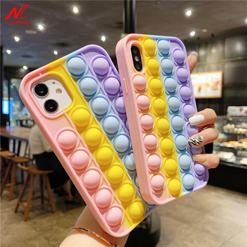 for iPhone Xr Bubble Case For iPhone 12 11 13 Pro Max Mini 7 8 XS XR SE Cover Reliver Stress Fidget Toys Push Bubble Antistress case iphone 13 mini