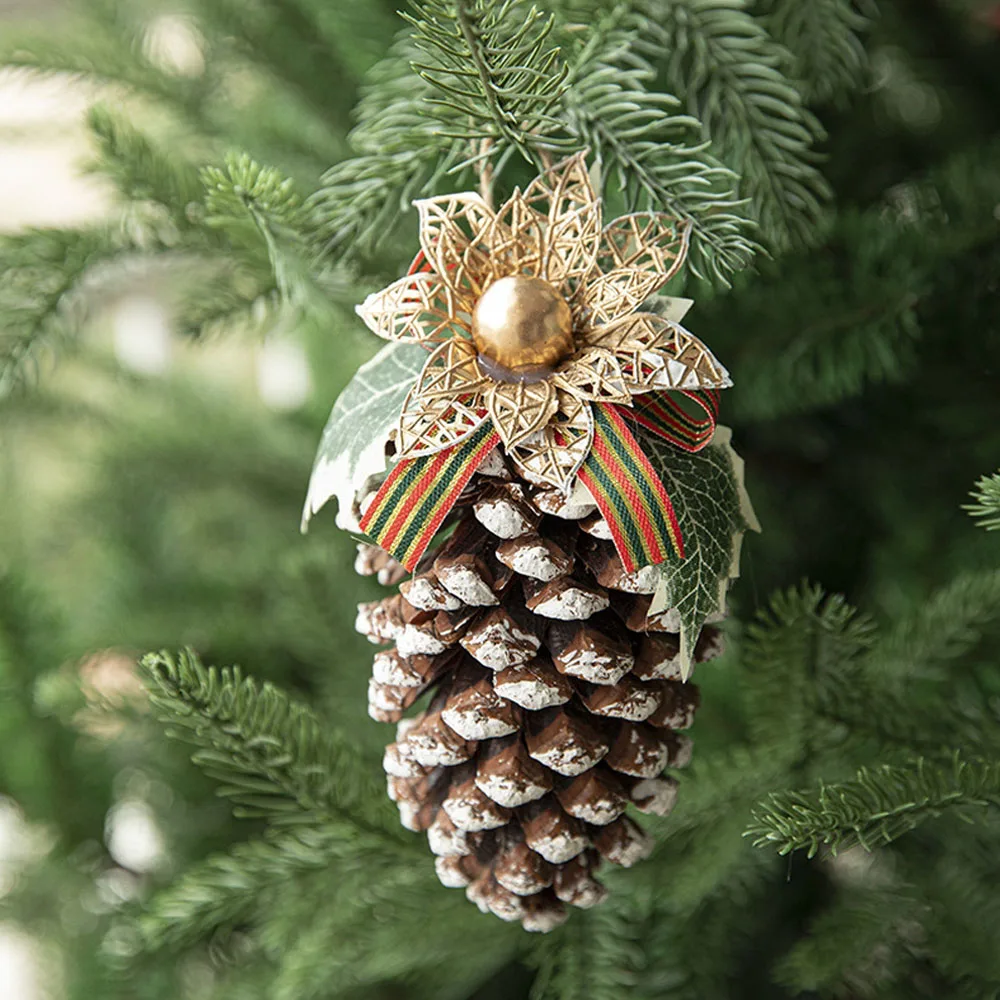 3Pcs Handmade Christmas Decorations Pine Cone Christmas Tree Decoration Garland Pendant Decoration Home Decor Alx