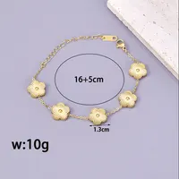 S15 New fashionable five-flower stainless steel bracelet, lucky five-leaf flower color-plated jewelry for ladies wholesale - Image 5