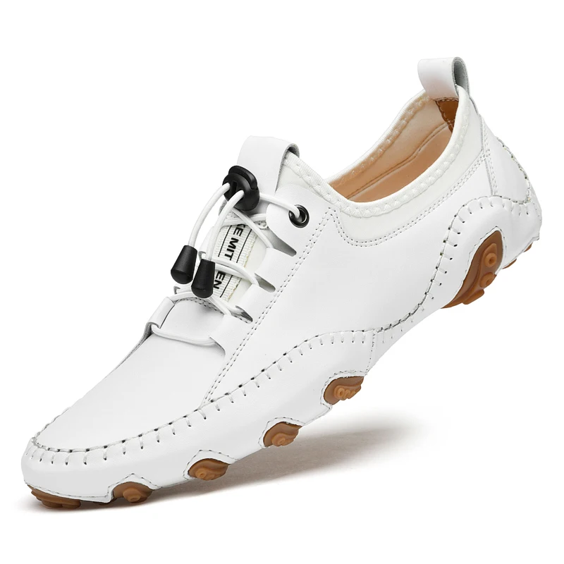 Casual Shoes Men Leather Sneakers Summer Breathable Men's Shoes Fashion Driving Plus Size 38-47 Flats Trainers