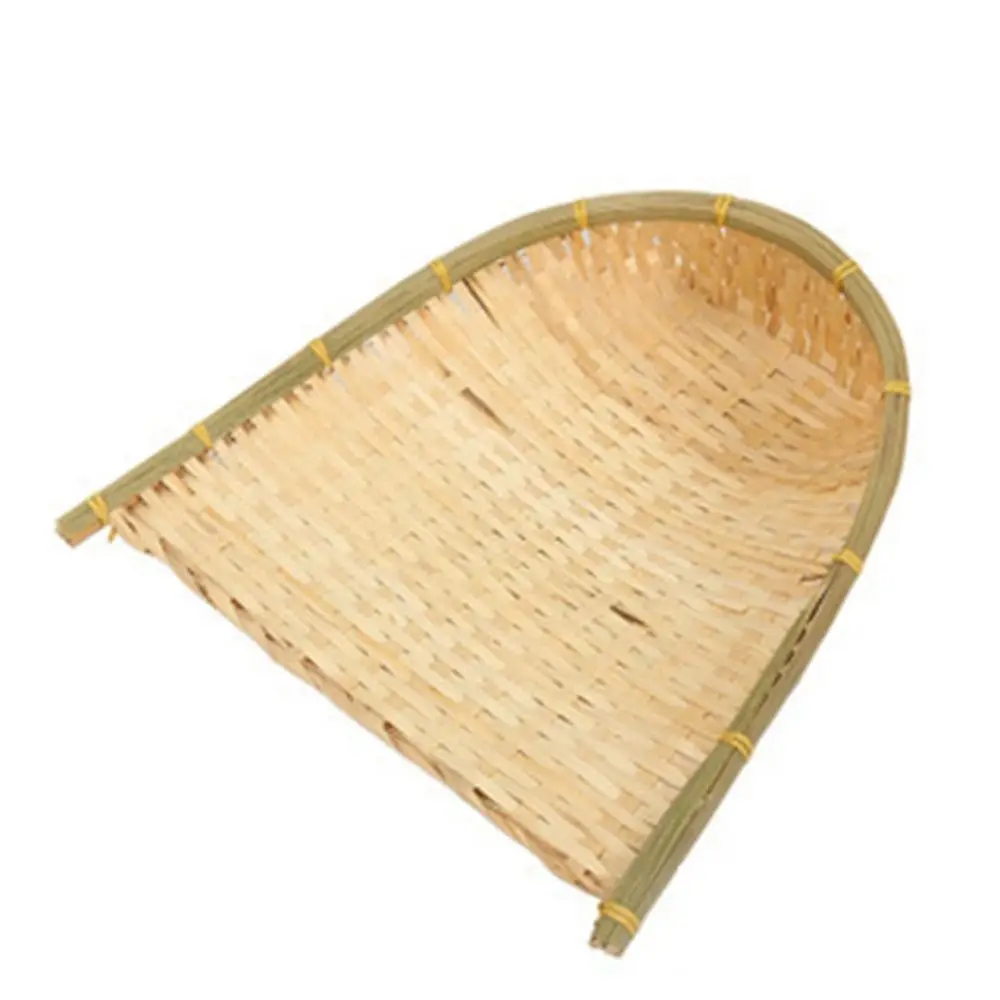 Natural Bamboo Knitted Cleaning Dustpan Durable Storage Basket Open Bamboo Sieve Fruit Vegetable Storage Tray Kitchen Supplies 3
