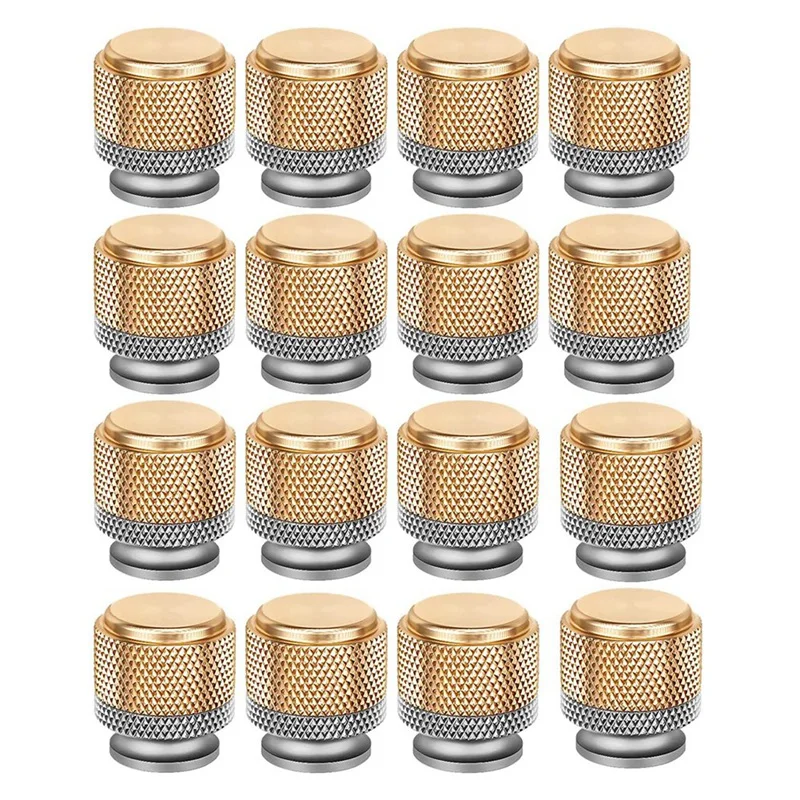 

16 Pack Cabinet Knob With Screws Gold And Gray Cabinet Handles With Diamond Pattern