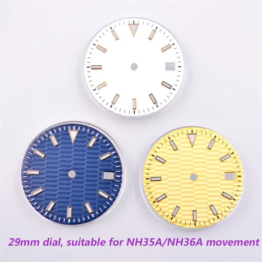 

29mm Dial Is Suitable For Seiko NH35A/NH36A Mechanical Movement White/Blue/Gold Dial Literal Watch Accessories