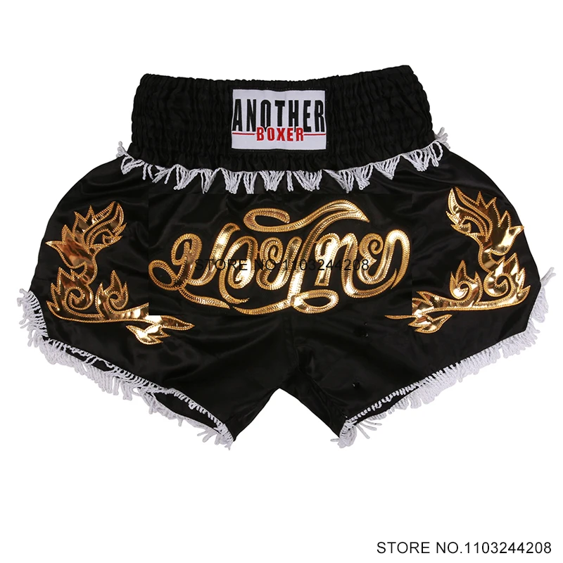 

Muay Thai Shorts Tassels Black Boxing Shorts Womens Men Child Boy Girl Gym Fitness Fighting Grappling Kickboxing Training Pants