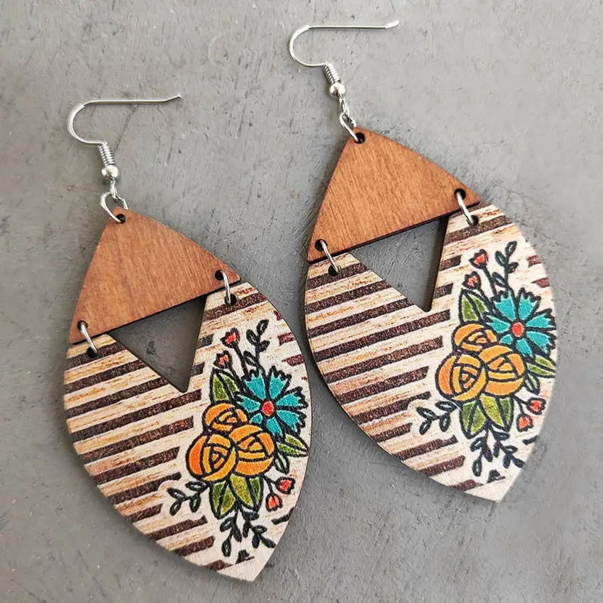 Summer Colors Dangle Earrings | Earrings Women Summer Wooden