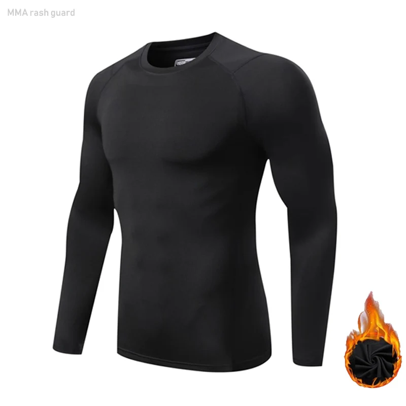 

Autumn Clothes Winter Warm Long Shirts Men's Fleece T-Shirts Second Skin Compression Sportswear Skinny Top Sports kids hot shirt