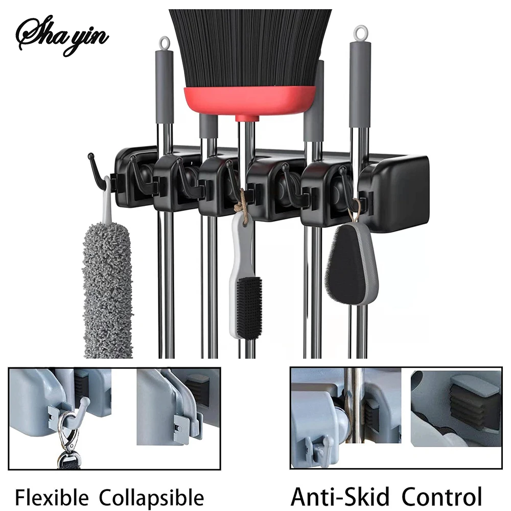 Toilet Mop Holder 1PC For Storing Mops Scrub Brushes And Brooms Made Of Plastic Suitable For Hanging Mop Racks