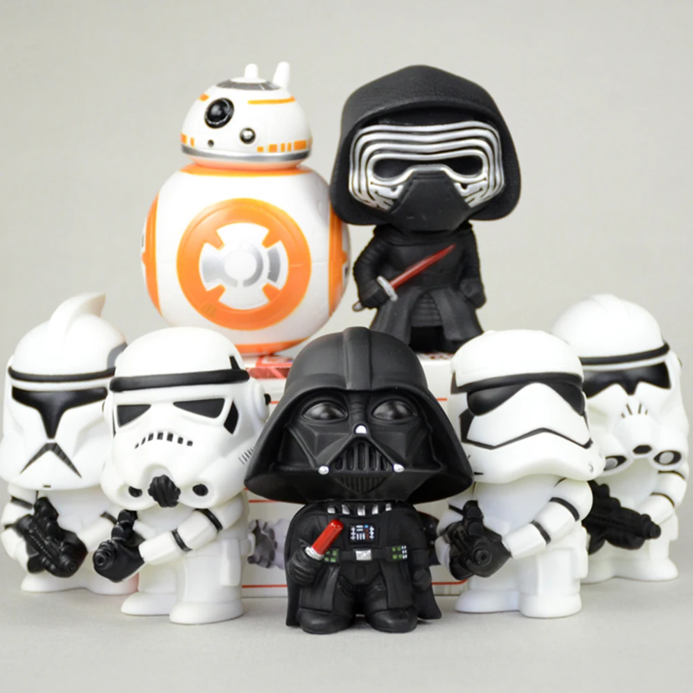 Star Wars Darth Vader White Stormtrooper Statue Q Version Figure Model Ornaments Car Decor Modello Da Collezione Giocattolo Per Bambini Adulti Regalo
