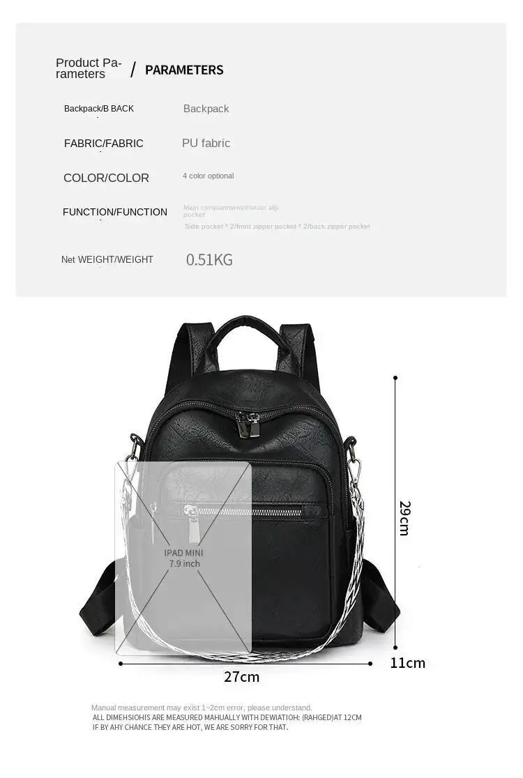 Mode frauen Tasche Große Kapazität Casual Pendler Reise Handtasche Im Angebot Neueste Britischen Stil Rucksack Frauen Pu Leichte – Detail 1