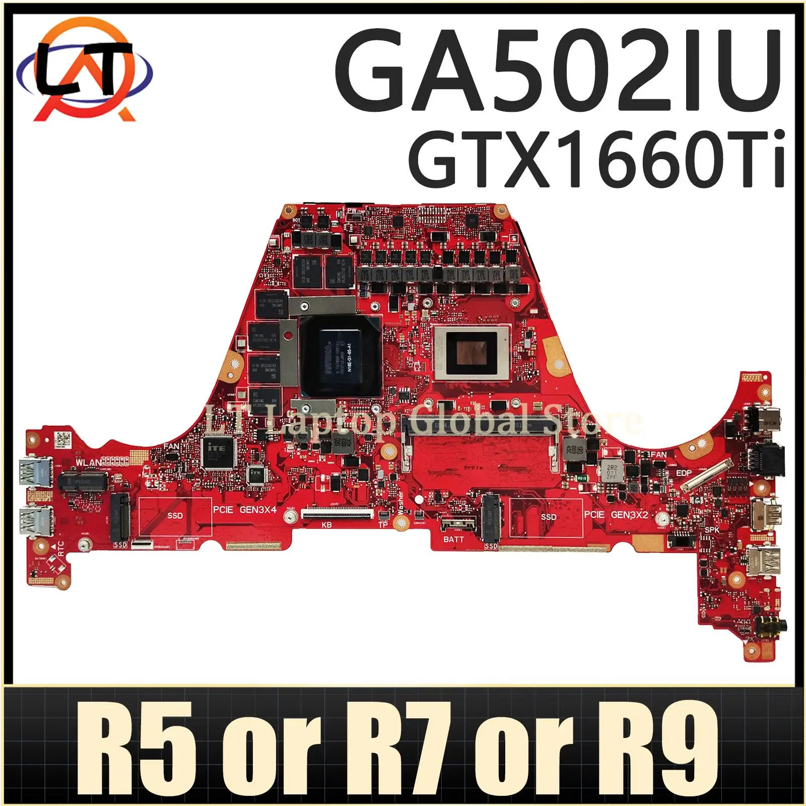 

Mainboard For ASUS GA502IU GA502IV GA502 GA502DU GA502I Laptop Motherboard R5 R7 R9 AMD CPU GTX1660Ti/V6G RAM/8GB