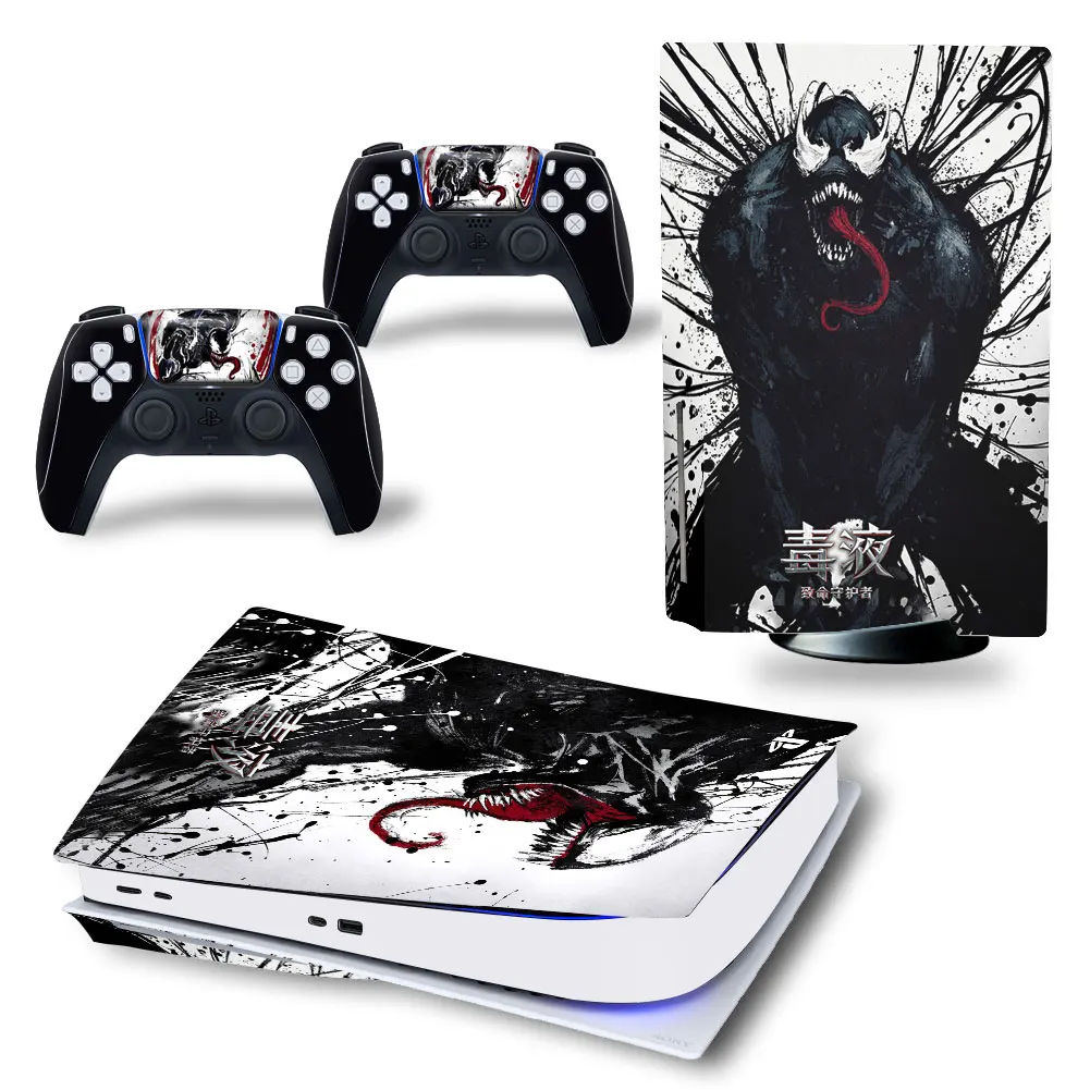 Marvel Venom PS5 Disc Edition Skin Sticker Cover Decal for PlayStation 5 Console and 2 Controllers PS5 Disc Skin Sticker Vinyl 