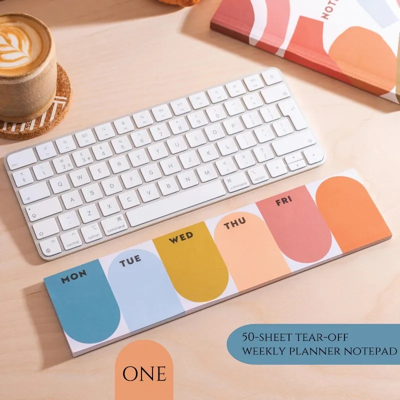 Agenda a fogli staccabili da 50 fogli, lista delle cose da fare color arcobaleno, per stabilire obiettivi e gestire le attività, per scrivania, ufficio domestico e materiale scolastico, 1 pezzo - immagine 5