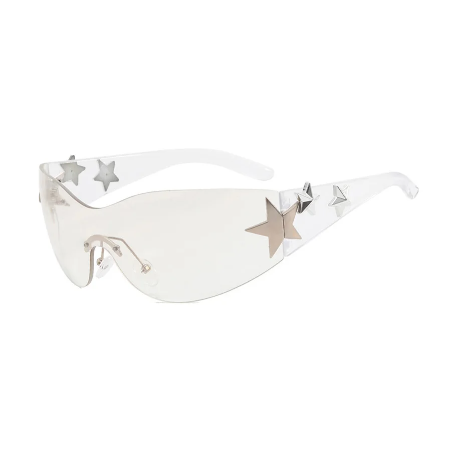 Large Frame Star Wrap Around Fashion Sunglasses - Y2K Style Summer Party Eyewear