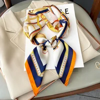 2024 New Nautical Print Square Scarf Thin Breathable Silky Neck Scarf Glamorous Style Sunscreen Headscarf 70CMx70cm 2