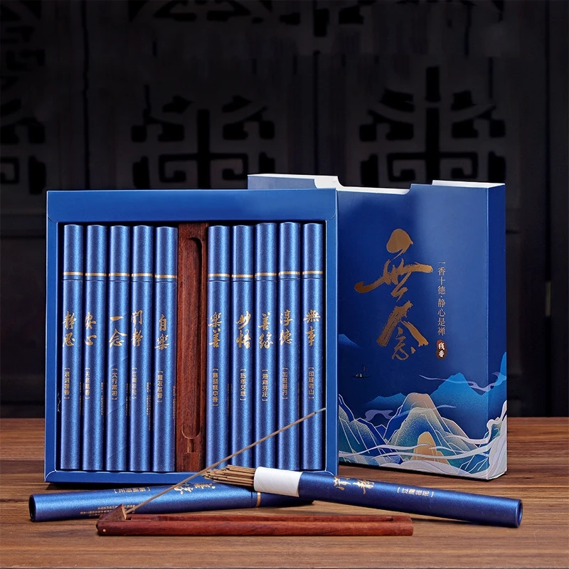 

10 Tube Incense Sticks Luxury Blur Gift Box Line Incense Sticks With Wood Incense Holder Different Scents Available for Home