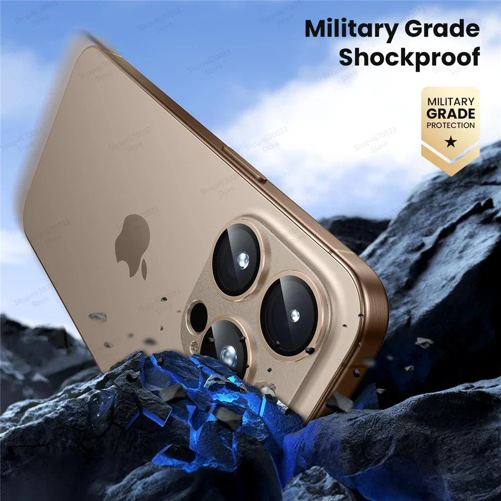 Premium Camera Protection Glass with Metal Ring Film and Lens Cover