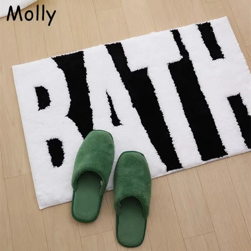 

Tufted Anti-Slip Fluffy Bathroom Mats Thick Plush Floor Mat Highly Absorbent Bathtub Side Rugs Entrance Doormat Washroom Rug