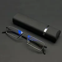 Metal Anti-Blue Light Reading Glasses Men Half Frame Prescription Eyeglasses Male Eyewear With Case +1.0 1.5 2.0 2.5 3.0 3.5 4.0 2