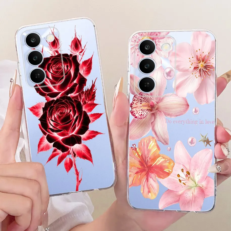 Floral Bow Bumper Soft Silicone Clear Phone Case Cover