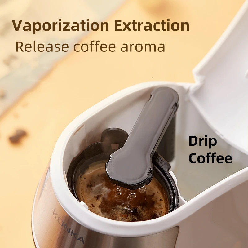 KONKA Drip Coffee Maker 10-Cup Auto Shut-Off Reusable Filter Compact Ideal for Home & Office Brews Fresh Coffee KCF-CS2
