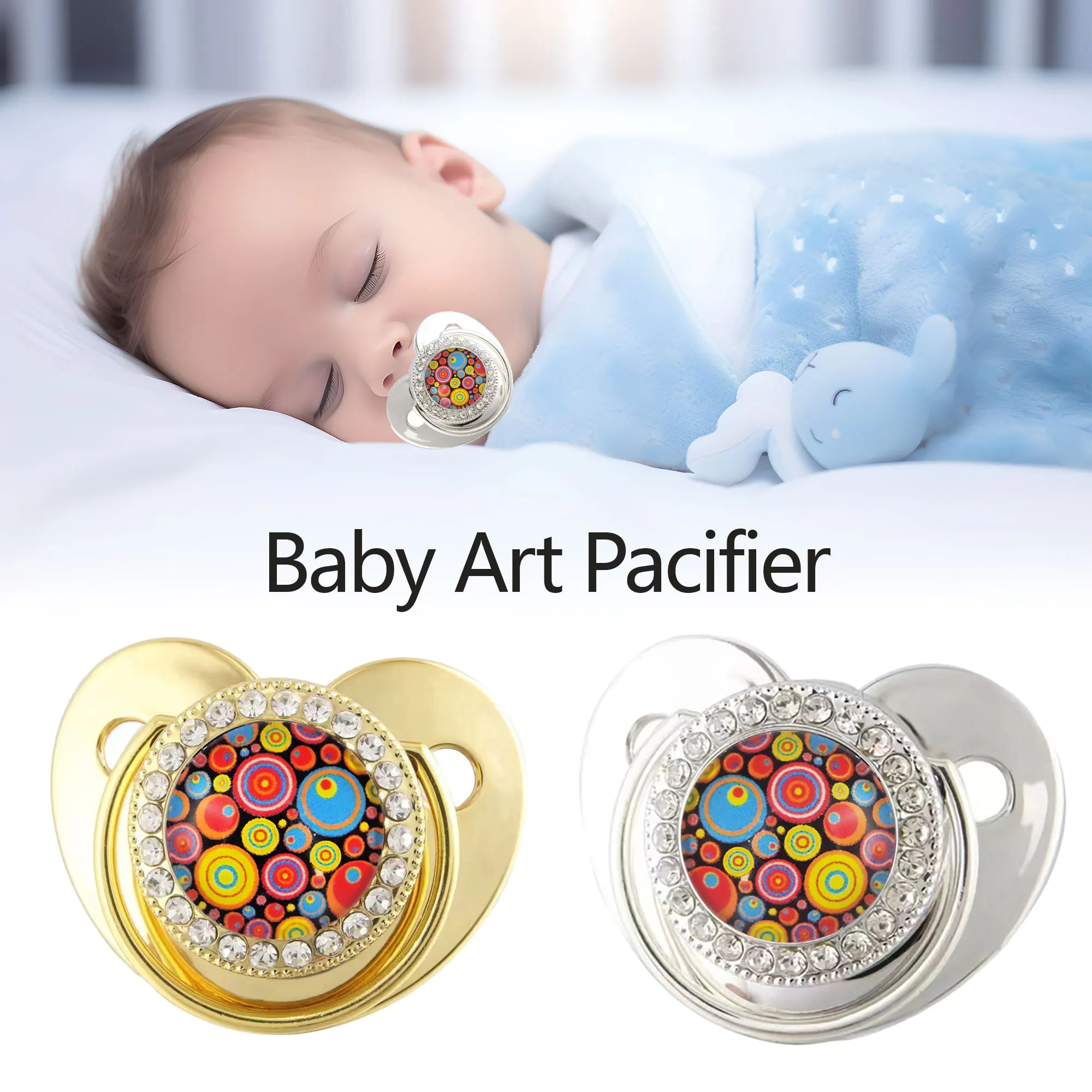

Silicone Pacifier for Teething Babies 0-36 Months, Colorful Donut Design with Dustproof Cover, Eco-Friendly and Healthy