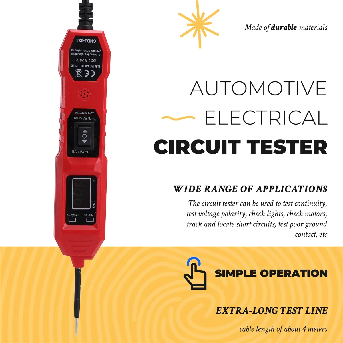 Car Electrical System Tester 6-36V DC Car Drive Test Pen Automotive Electric Circuit Tester 4