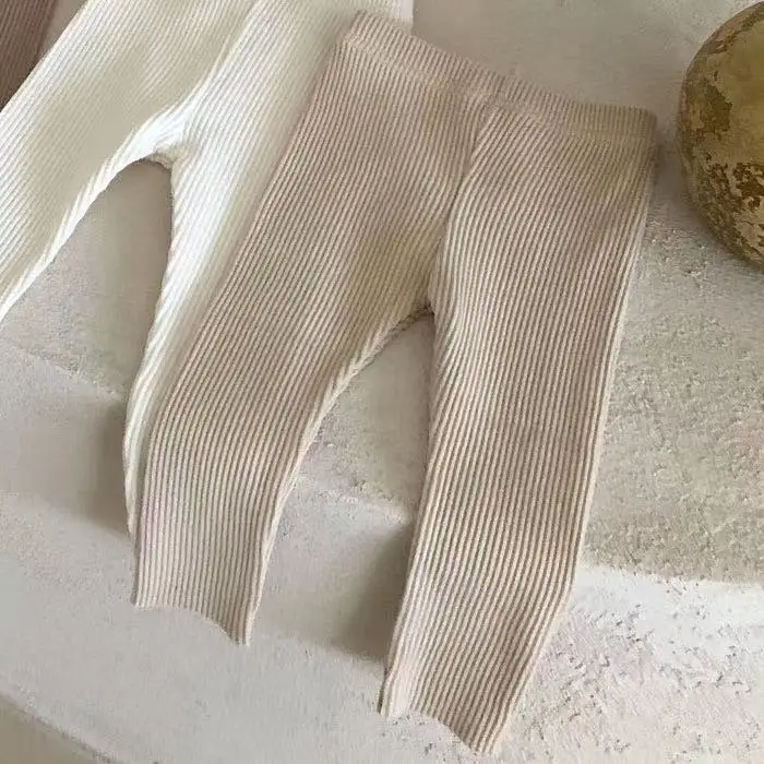 Autumn New Baby Solid Ribbed Leggings Infant Tights Toddler Simple Stretch Pants Boys Girls Cotton Casual Trousers Kids Clothes 6