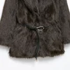 Zach Ailsa Women's Belt Decoration Collar Solid Color Medium Long Coat Autumn/Winter New Long Sleeve Loose Coat 6