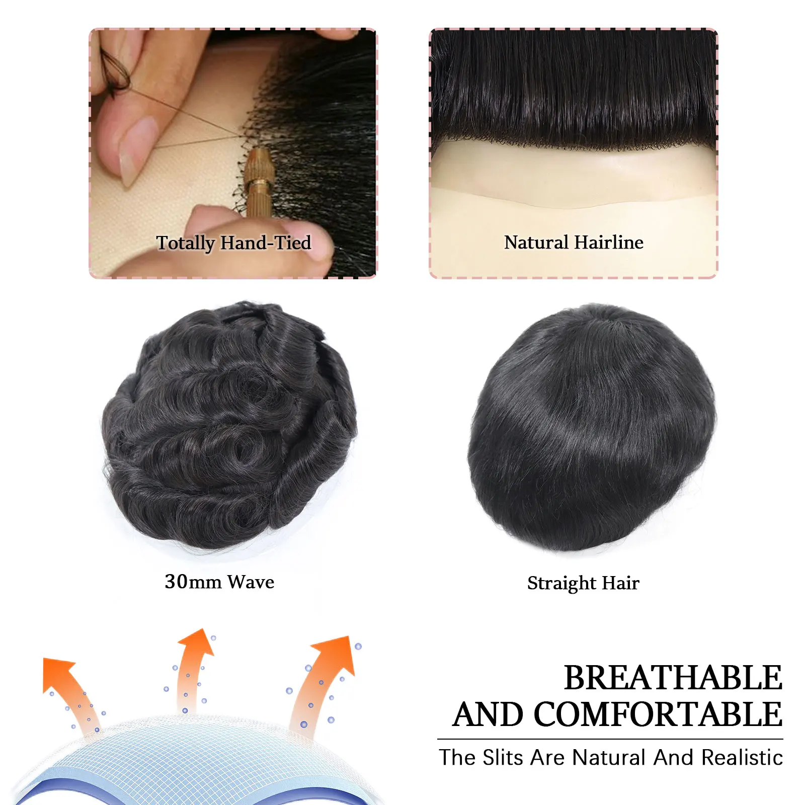 6x8 6x9Australia Base Hair Toupee For Men Lace PU Around Human Hair Pieces Male Prosthesis Breathable Wig Prosthesis Replacement 5