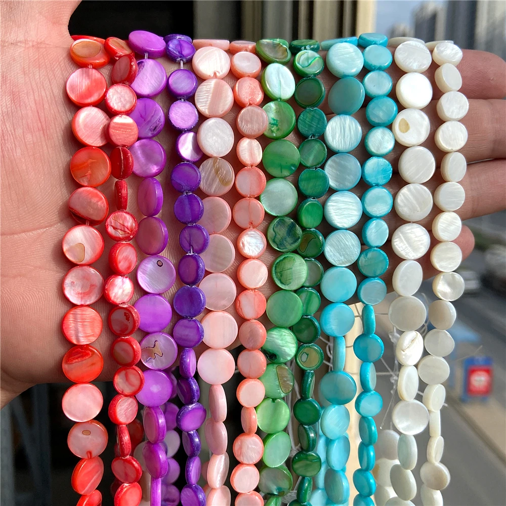 36PCS 10MM Beads Shell Turquoise Beads with Mother-of-Pearl Round Loose  Beads Natural Gem Beads for Jewelry Making 15