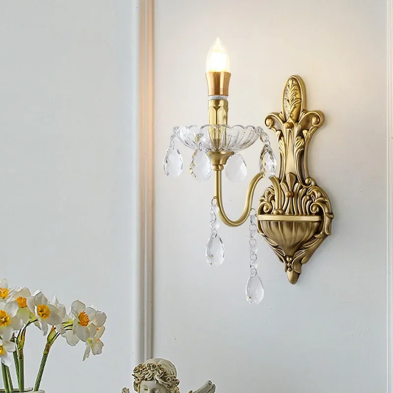 French Brass Crystal Wall Lamp 3
