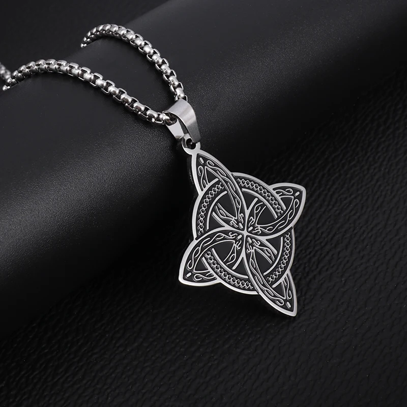 

Vintage Stainless Steel Witch Knot Pendant Necklace Celtic Knot for Men Women Punk Party Jewelry Gifts