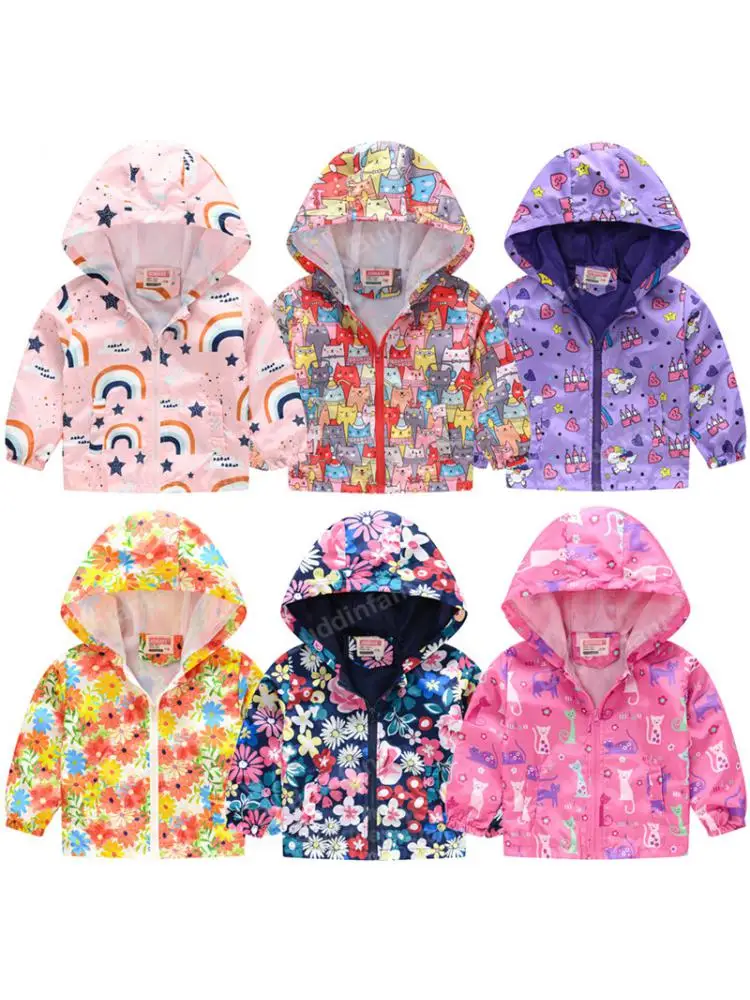 Kids Jackets Children Clothes 2/3/6/7 Year Toddler Boy Jacket Waterproof Wind Kids Windbreaker Coat Zipper Baby Spring Summer Cartoon Pattern