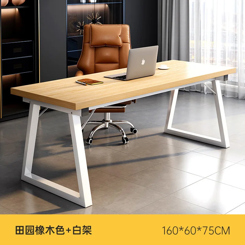 Modern Computer Desk Home Office Desk Large Executive Office Computer Table Study Writing Wooden Tabletop Metal Frame