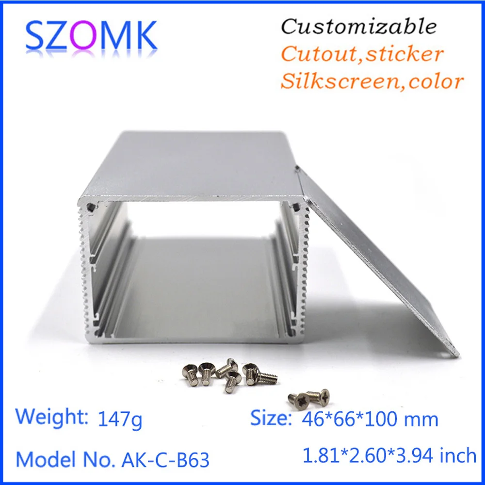 

4 pcs, 46*66*100mm silvery szomk diy box aluminium electronic enclosure hot sales extrusion control box amplifier project case
