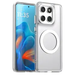 Luxury Matte Clear Candy Magnetic Wireless Charging Shockproof Case with Magsafe Compatibility - Moto G35 5G (White)