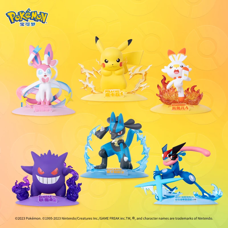 

Baokemeng 8 To 10cm Figure Pvc+Abs Material Pikachu Gengar Sylveon Scorbunny Lucario Greninja Mobile Phone Holder Children'S Toy