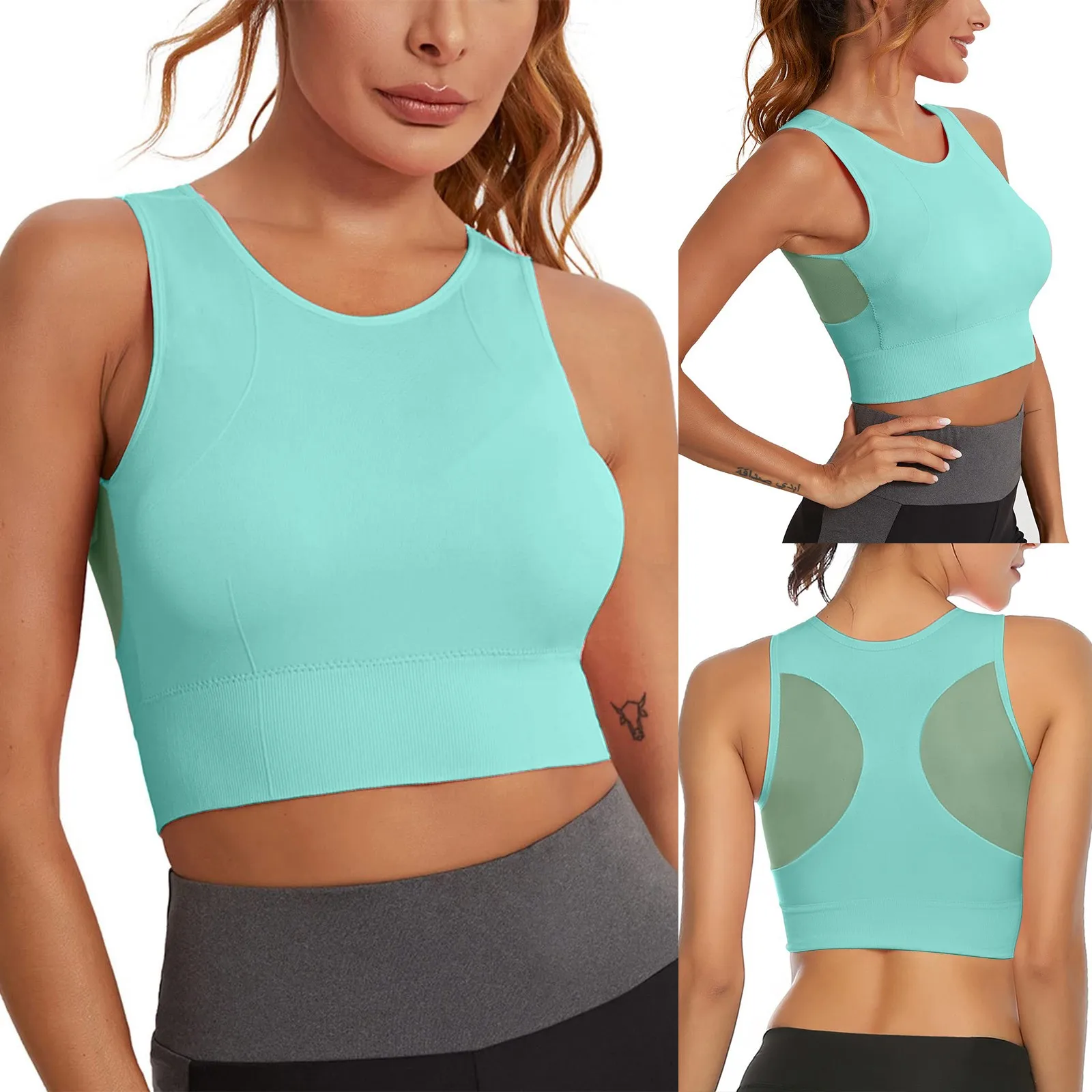 Bra Crop Sports Bra Bra Tops Bra in Built Wireless Racerback Women's Top  Yoga Impact High Sports Yoga Clothes for Women Army Green at  Women's  Clothing store