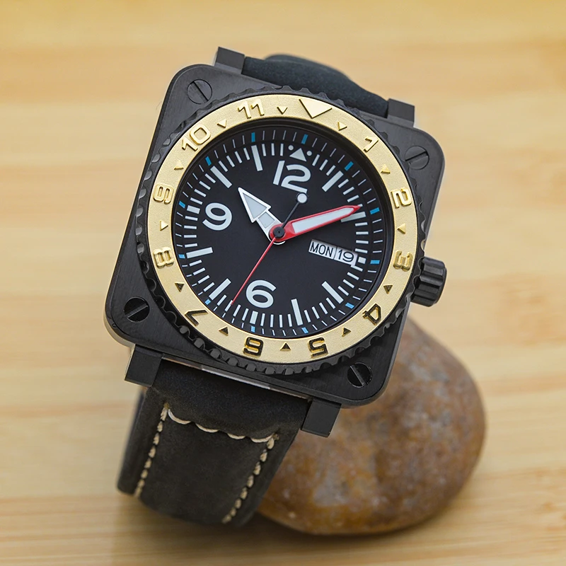 Black New Square Watch Cases 20ATM Diver Watch Automatic Mechanical