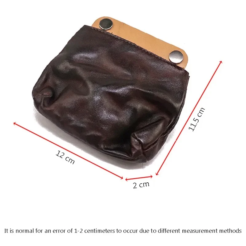 Genuine Leather Double Snap Pouch Coin Purse Cash and Card Holder Cable Organizer Pocket Vintage Brand Change Holder for Men