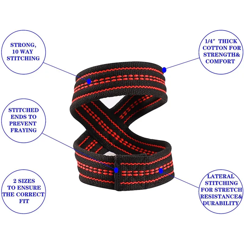 Description Picture 4 of itemFigure 8 Weight Lifting Straps DeadLift Wrist Strap for Pull-ups Horizontal Bar Powerlifting Gym Fitness Bodybuilding Equipment